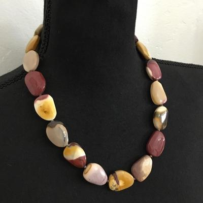 925 sterling clasps beautiful vintage, polished stone statement, necklace