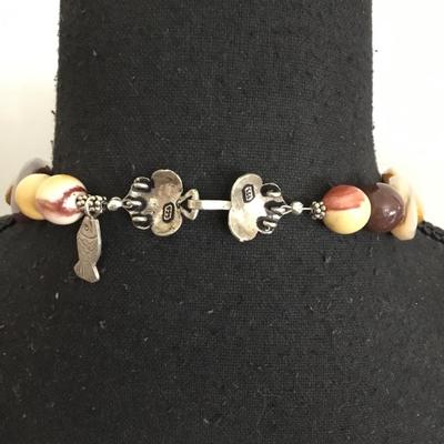 925 sterling clasps beautiful vintage, polished stone statement, necklace