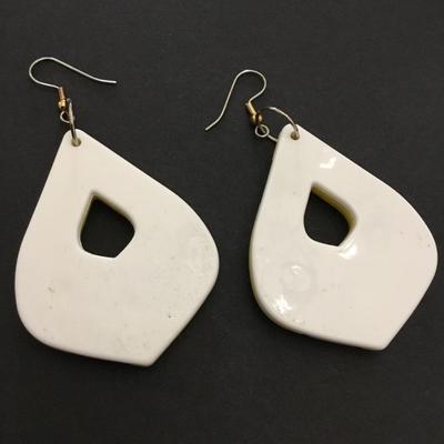 Super cute acrylic, white and yellow statement earrings