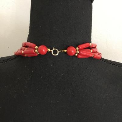 Vintage, cherry, red bead, statement, necklace