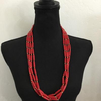 Vintage, cherry, red bead, statement, necklace