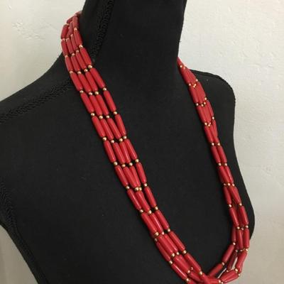 Vintage, cherry, red bead, statement, necklace