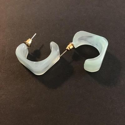 Pretty lot of gold tone and blue acrylic fashion earrings