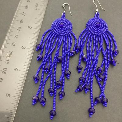 Beautiful handcrafted cobalt blue glass statement earrings
