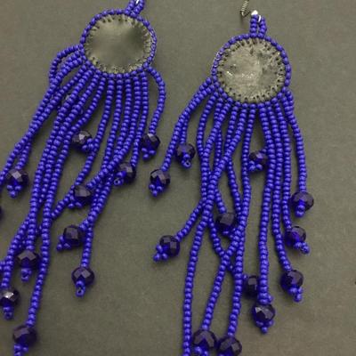 Beautiful handcrafted cobalt blue glass statement earrings