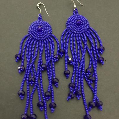 Beautiful handcrafted cobalt blue glass statement earrings