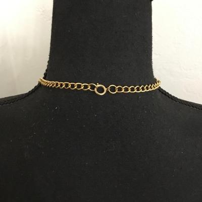 Pretty vintage, gold tone, faux, tigers, eye bead, long statement, necklace