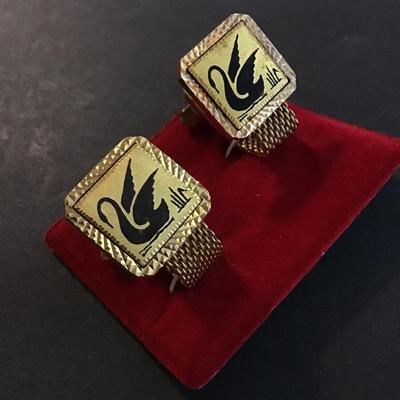 Vintage gold tone swan Cufflinks