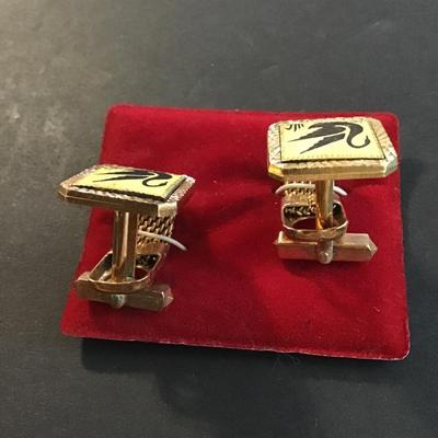Vintage gold tone swan Cufflinks