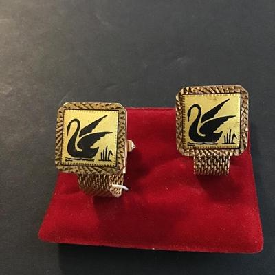Vintage gold tone swan Cufflinks