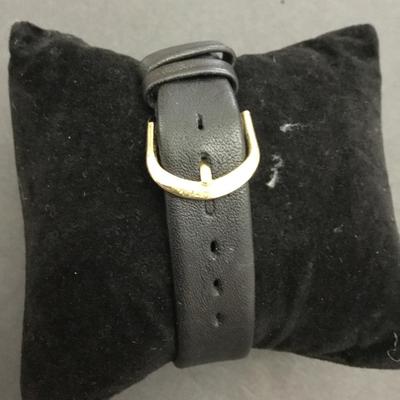 Vintage, gold and silver toned Japan movement genuine leather watch