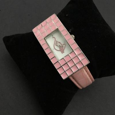 Vintage, baby, pink enamel watch