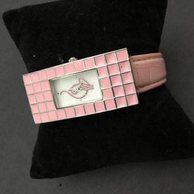 Vintage, baby, pink enamel watch