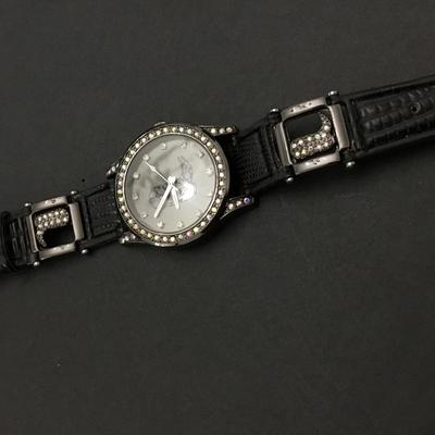 Super cute, gunmetal, gray, iridescent, rhinestone cowboy boot watch working new battery