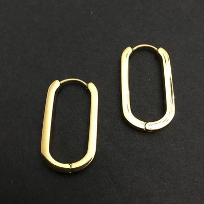 Gold tone oval hoop earrings