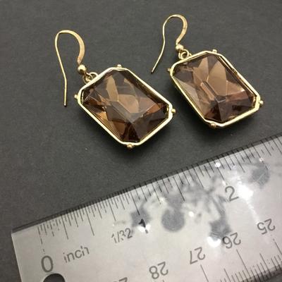 Gold tone, faceted glass statement earrings