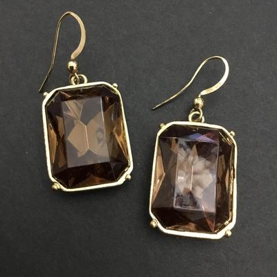 Gold tone, faceted glass statement earrings