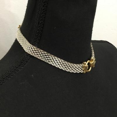 Beautiful vintage OLCi, silver and gold toned mesh choker necklace. Excellent condition.
