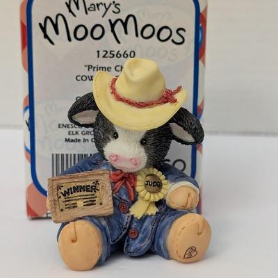 Vintage Mary's Moo Moos "Prime Choice" Figurine - Judge Cow With Box