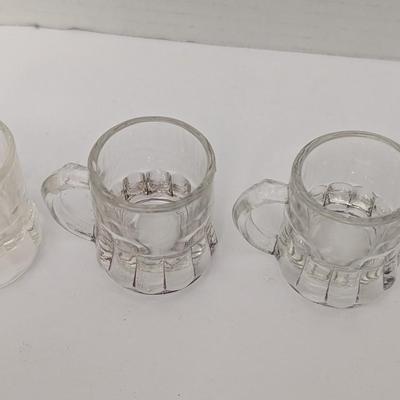 Set Of 4 Vintage Miniature Glass Beer Mugs Shot Glasses