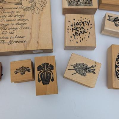 Lot Rubber Stamps Sympathy Birthday Holiday Sentiments Faces Patterns Crafting Supplies