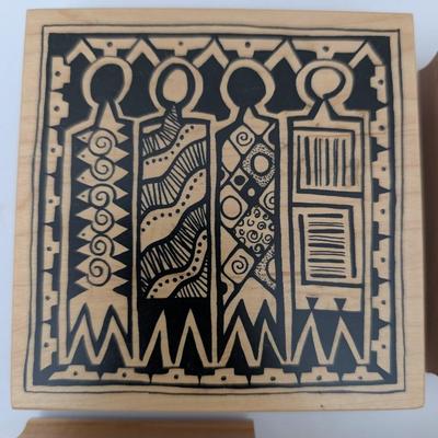 Vintage Rubber Stamp Lot Southwest Native American Pottery Lizard Geometric Designs