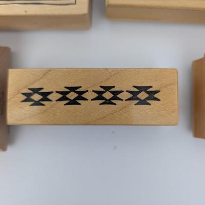 Vintage Rubber Stamp Lot Southwest Native American Pottery Lizard Geometric Designs