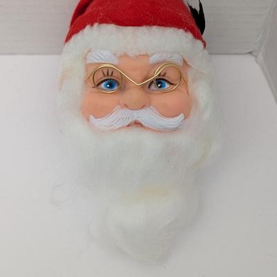 Vintage Santa Claus Face Decoration With Glasses And Felt Hat
