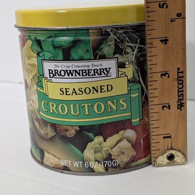 Vintage Brownberry Seasoned Croutons Tin 6 oz Retro Advertising Kitchen Collectible
