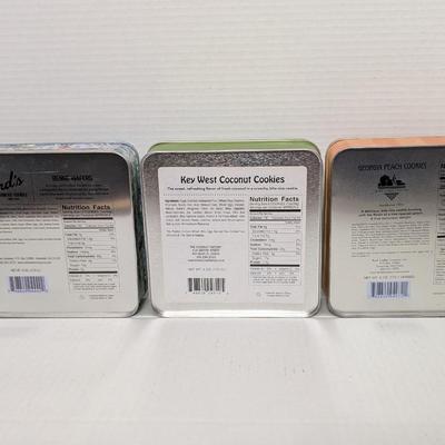 Set of 3 Vintage Cookie Tins Savannah Factors Walk Key West Coconut Factory Georgia Peach