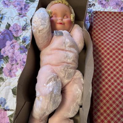 Vintage Pink Knickerbocker Plush Baby