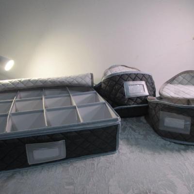 Sale Photo Thumbnail #69: Divided one has 12 spaces, round bags have 12 plate separators each (one is 8" in diameter x 6" tall, the other is 9-1/2" in diameter x 6" tall), See pictures