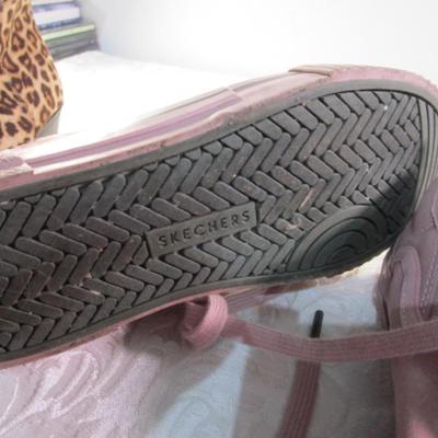 Sale Photo Thumbnail #338: red shoes are Life Stride size 8 WW, leopard print boots are Soda size 8, Pink shoes are Sketchers size 8-1/2, Leopard print heels are Jessica Simpson size 8 M