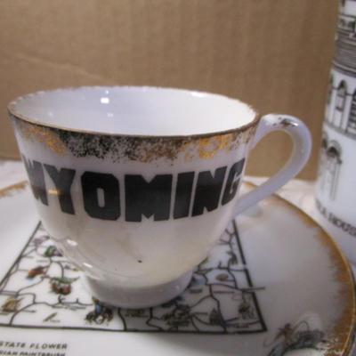 Sale Photo Thumbnail #358: Cup & saucer, 2 glass tumblers, creamer jug & bowl, see pictures