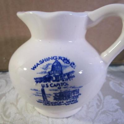 Sale Photo Thumbnail #363: Cup & saucer, 2 glass tumblers, creamer jug & bowl, see pictures