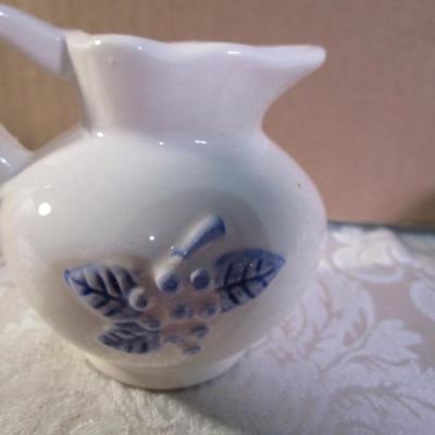 Sale Photo Thumbnail #364: Cup & saucer, 2 glass tumblers, creamer jug & bowl, see pictures