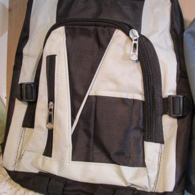 Sale Photo Thumbnail #629: Backpack looks new and is 16" tall x 12" wide x 5-1/2" deep, Time Out for Women bag is 17-1/2" wide x 13-1/2" tall, laundry bags are 24" x 32", See pictures