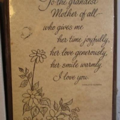 Sale Photo Thumbnail #636: Picture frame is 5-1/4" x 3-7/8, Plaque is 8" x 5-1/2", trinket box is 5-3/8" x 6-1/4" x 2-1/4"