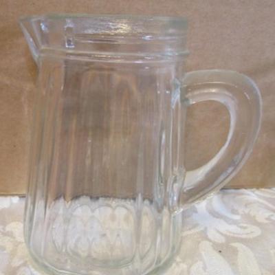 Sale Photo Thumbnail #657: 4 pink glass miniature cups, 1  creamer, 2 small glasses