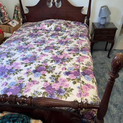 Vintage Mahogany Rice Bed & Nightstand