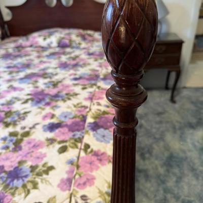 Vintage Mahogany Rice Bed & Nightstand