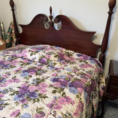 Vintage Mahogany Rice Bed & Nightstand