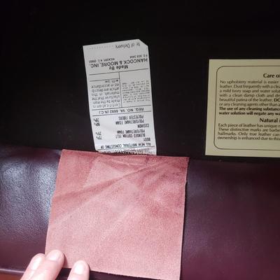 Pair of Hancock & Moore Burgundy Leather Chairs W/Ottomans (S-KD)