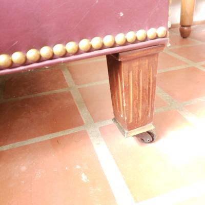 Pair of Hancock & Moore Burgundy Leather Chairs W/Ottomans (S-KD)