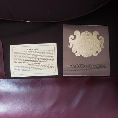Pair of Hancock & Moore Burgundy Leather Chairs W/Ottomans (S-KD)