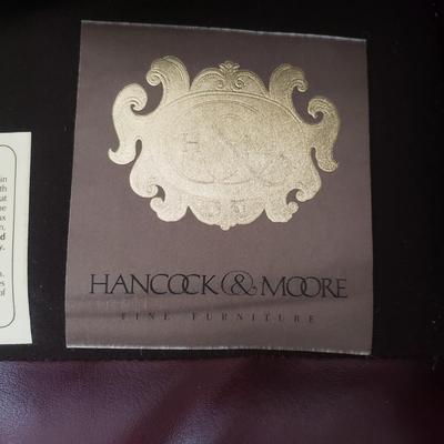 Pair of Hancock & Moore Burgundy Leather Chairs W/Ottomans (S-KD)