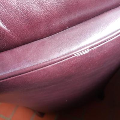 Pair of Hancock & Moore Burgundy Leather Chairs W/Ottomans (S-KD)