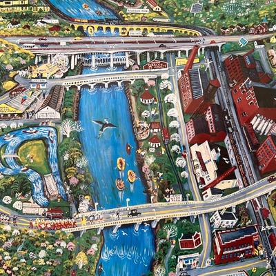 Pencil Signed Judith Cheney ‘The French Broad River in Asheville Illustrated Map (B1-RG)