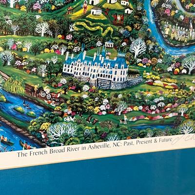 Pencil Signed Judith Cheney ‘The French Broad River in Asheville Illustrated Map (B1-RG)