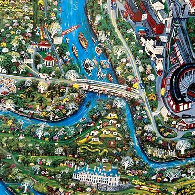 Pencil Signed Judith Cheney ‘The French Broad River in Asheville Illustrated Map (B1-RG)